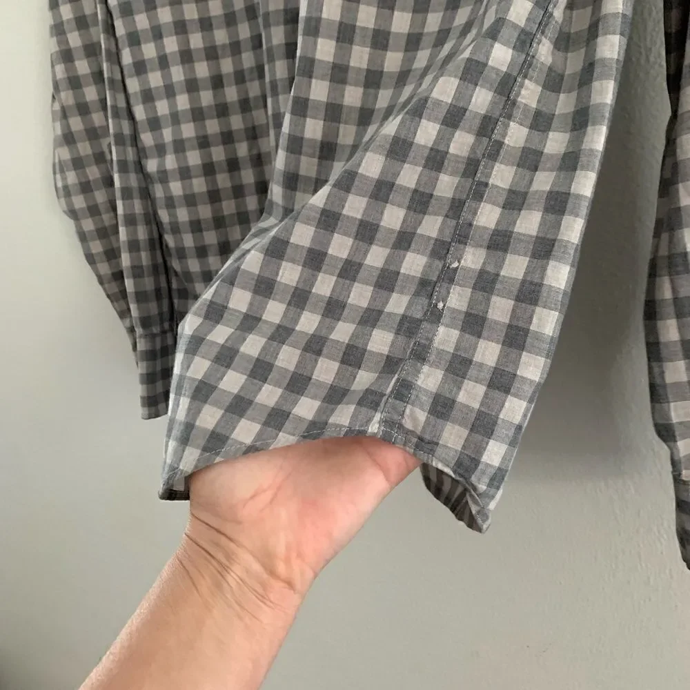 J Crew slim heathered cotton check plaid button down men’s shirt size medium